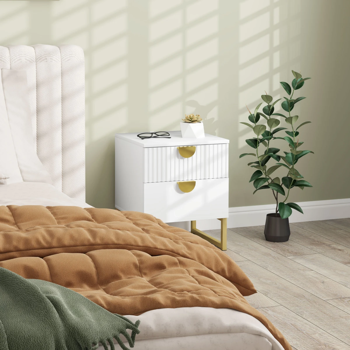HOMCOM Bedside Table 60x40x50cm Anti Tip Bedroom by HOMCOM
