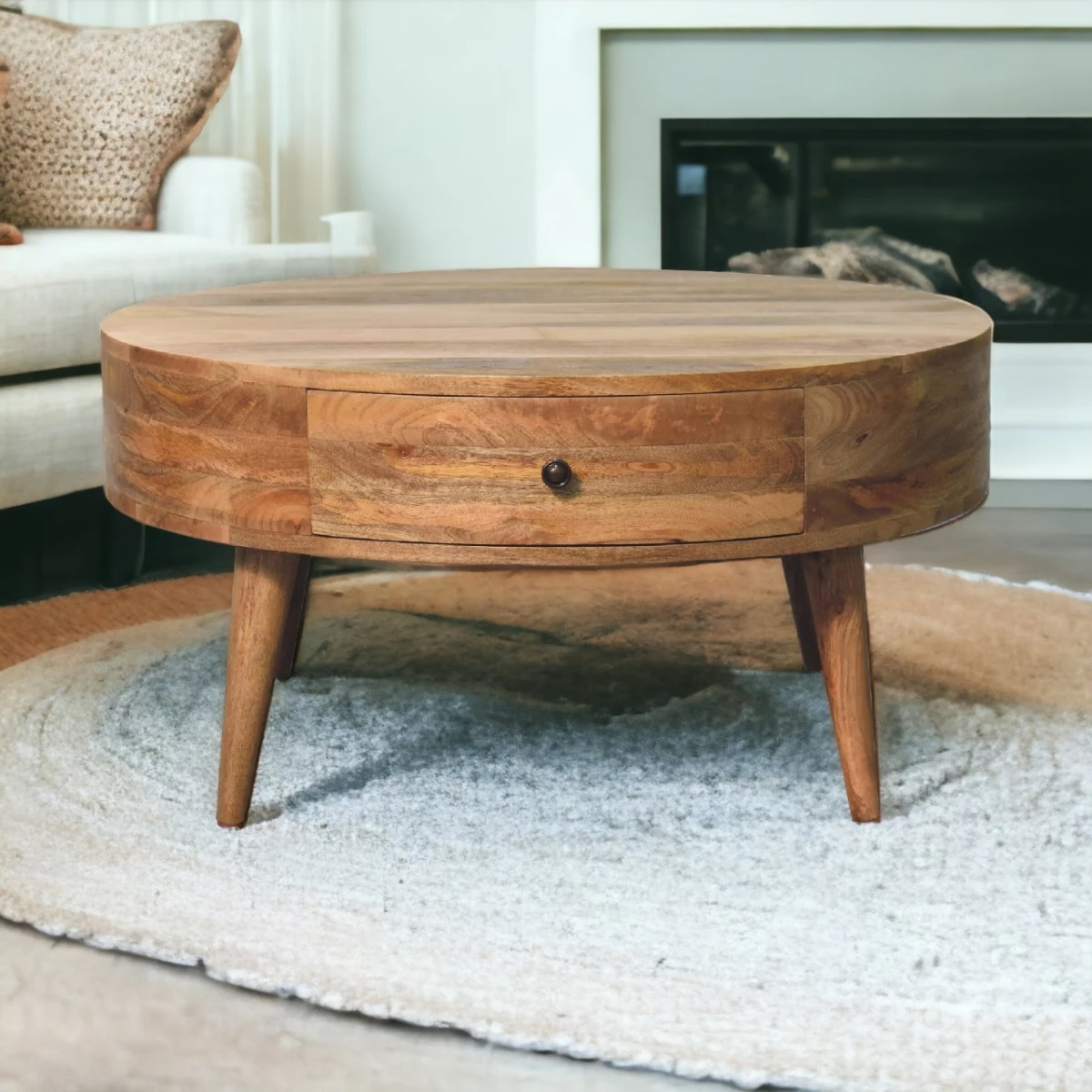 Artisan Furniture Artisan Oakish Mango Wood Coffee Table Brass Knob - Coffee Table
