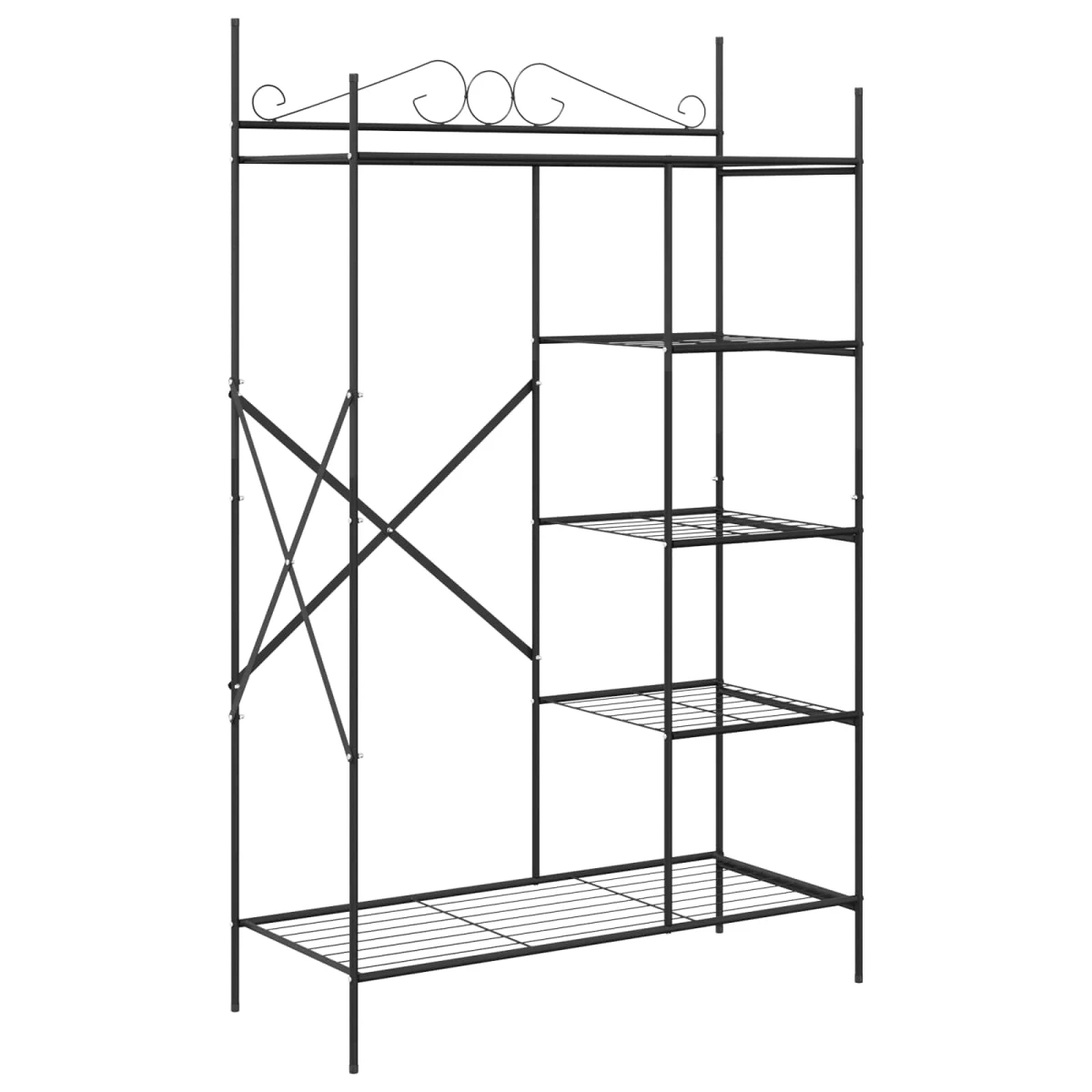 vidaXL Open Wardrobe Black Metal Frame 4-Tier With Hanging Rod For Bedroom Storage by vidaXL