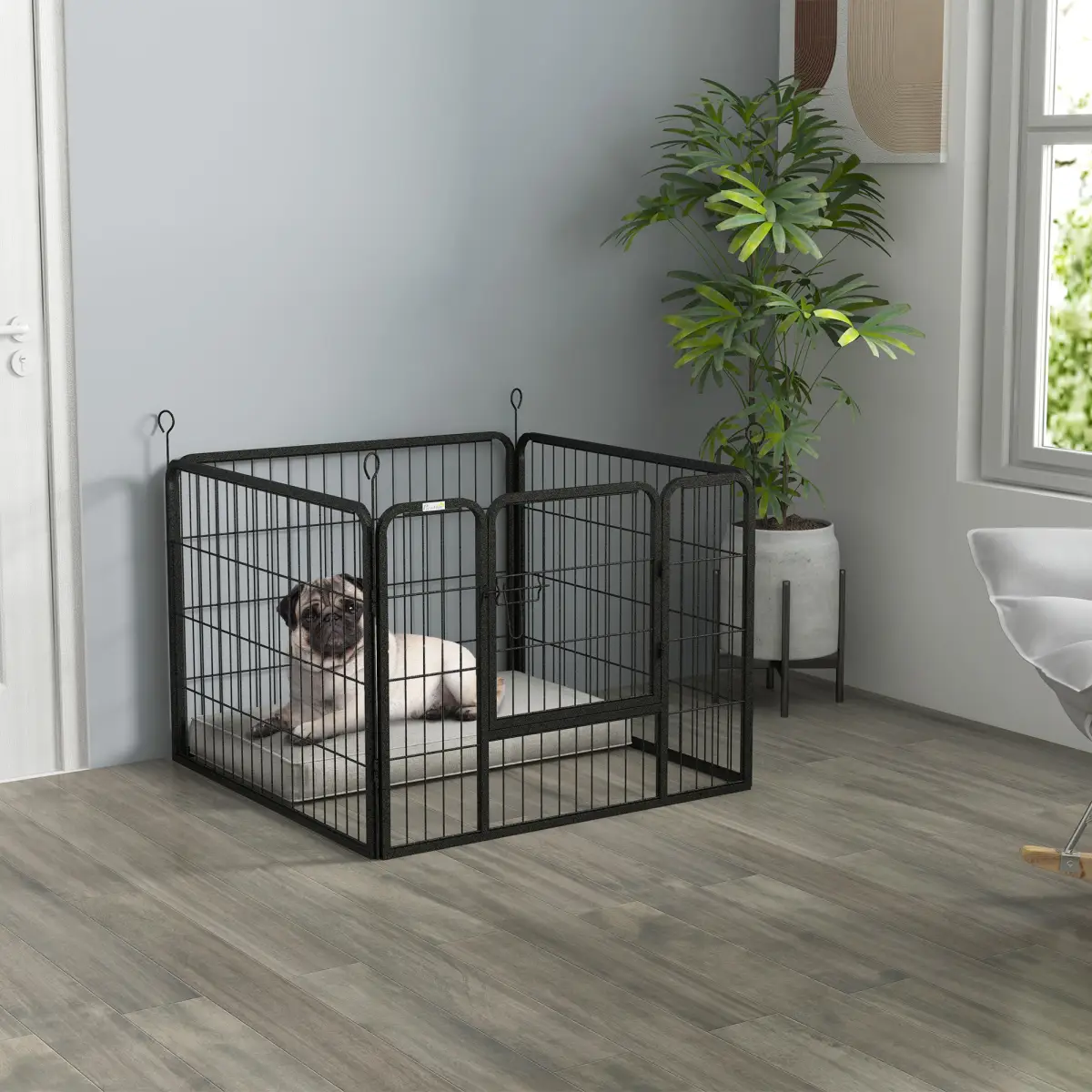 PawHut Pawhut Metal Pet Playpen Dog Kennel w/Door Latches In/Outdoor Use 82Lx82Wx60Hcm - Pet Playpen