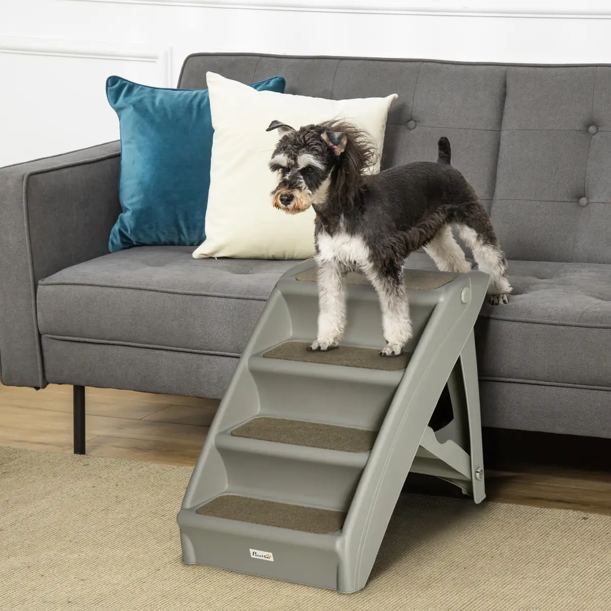 Unbranded Portable Dog Steps for Bed, Sofa Non-Slip Pet Stairs for Cats, Dogs - Grey - Dog Steps