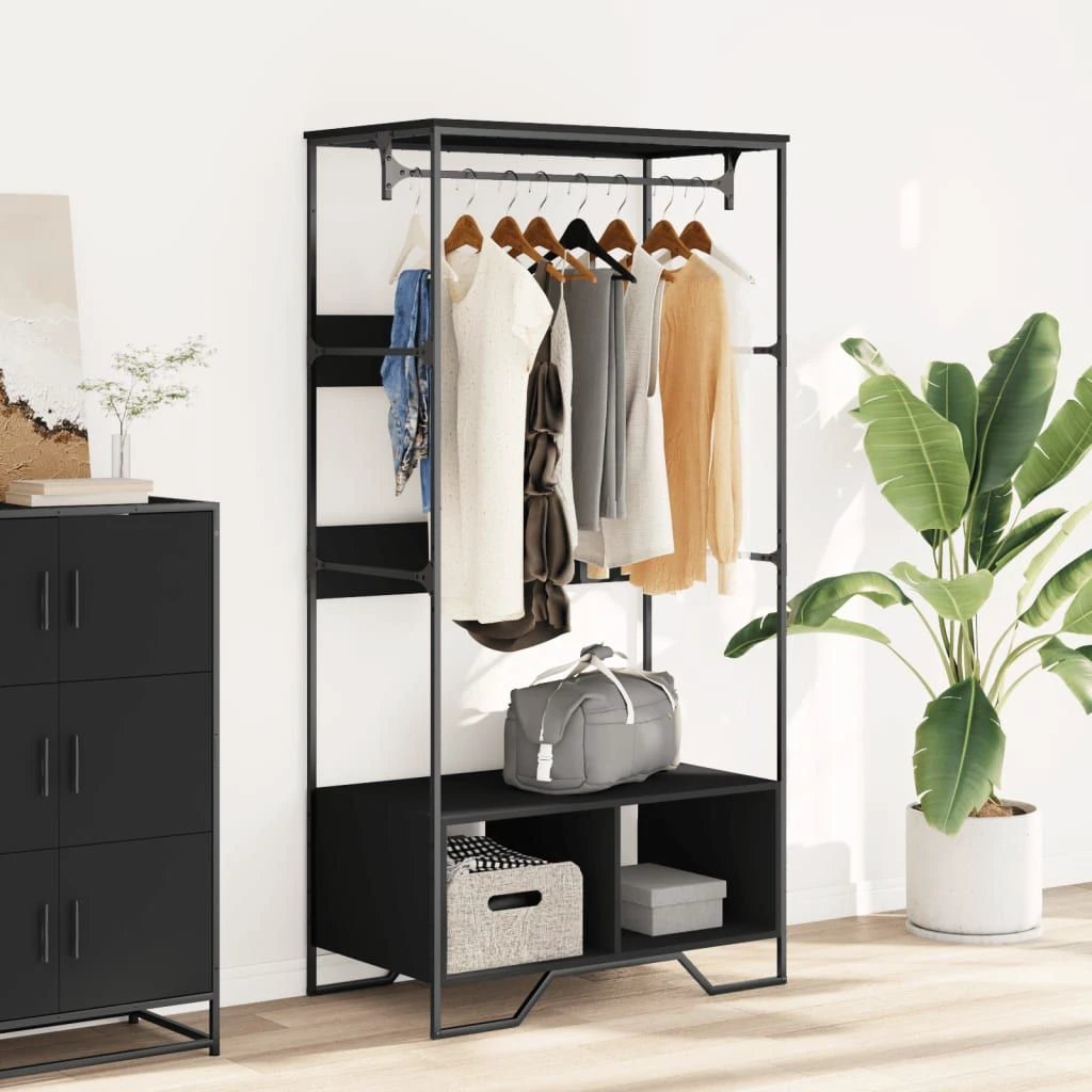 vidaXL Wardrobe Black 90x50x180 cm Engineered Wood by vidaXL