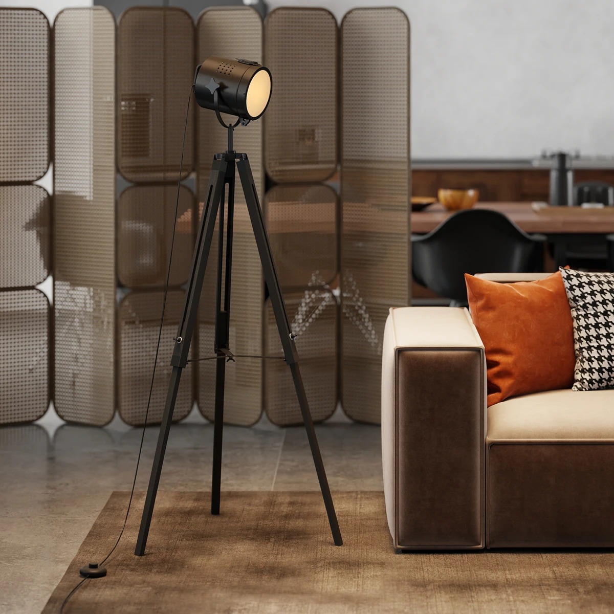 HOMCOM Tripod Floor Lamp Wood Height Adjustable by HOMCOM