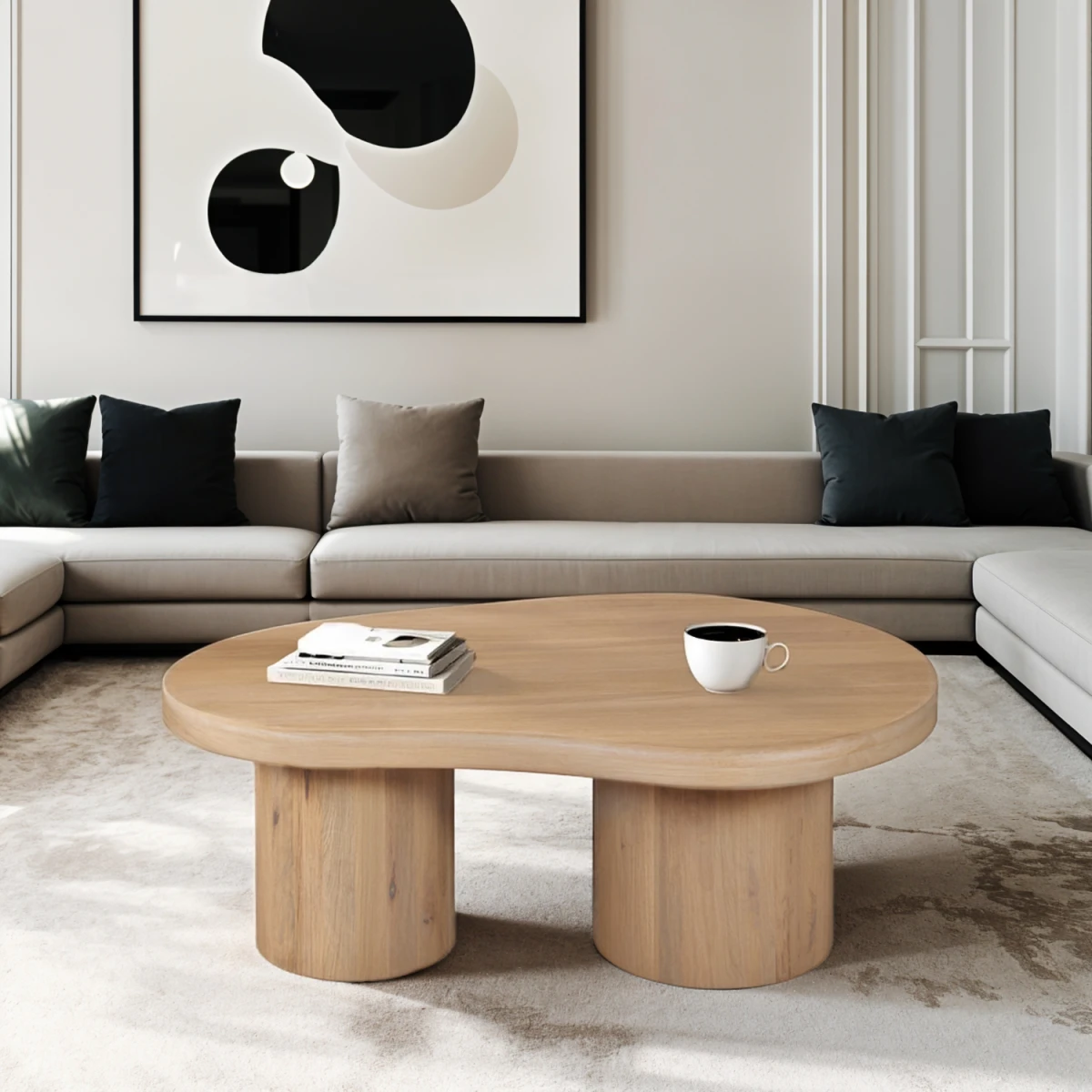 Indian Hub Solid Mango Wood Coffee Table 92x58x35 Cm Fluted Pattern For Modern Living Rooms - Coffee Table