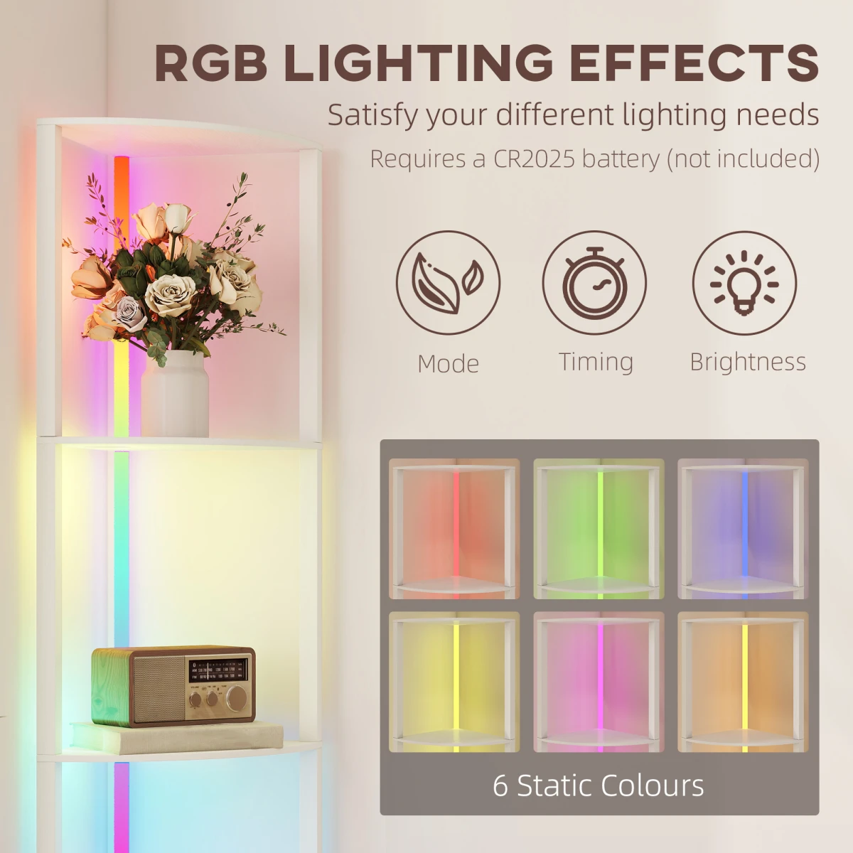 N/A Smart Shelved Floor Lamp Tall Narrow RGB Remote - Lamp