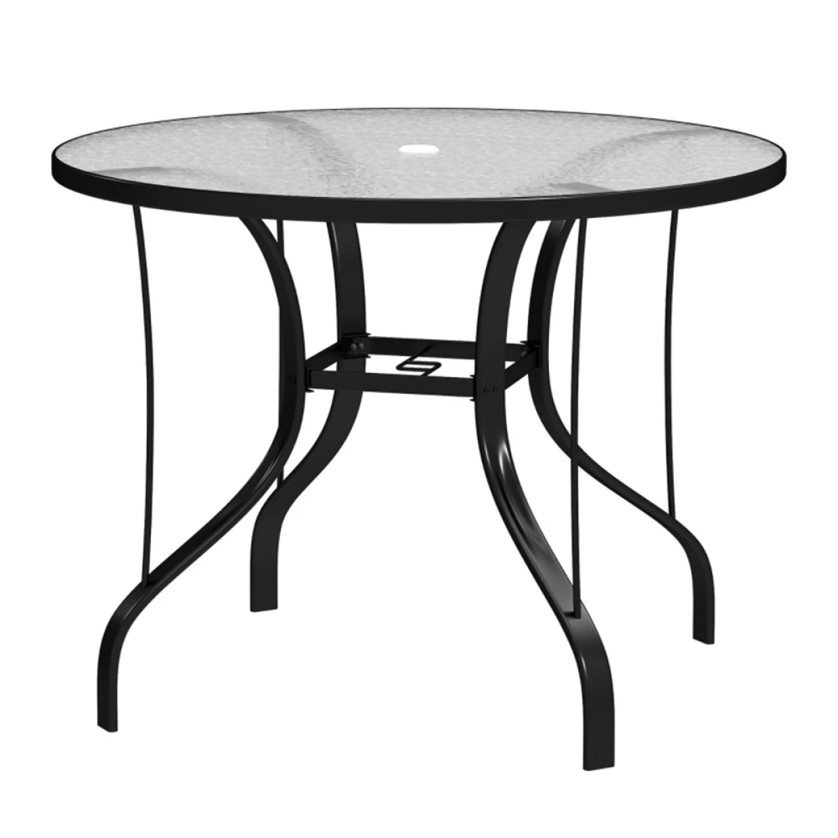 HomeSym Round Glass Table UmbrellaHole Outdoor by N/A
