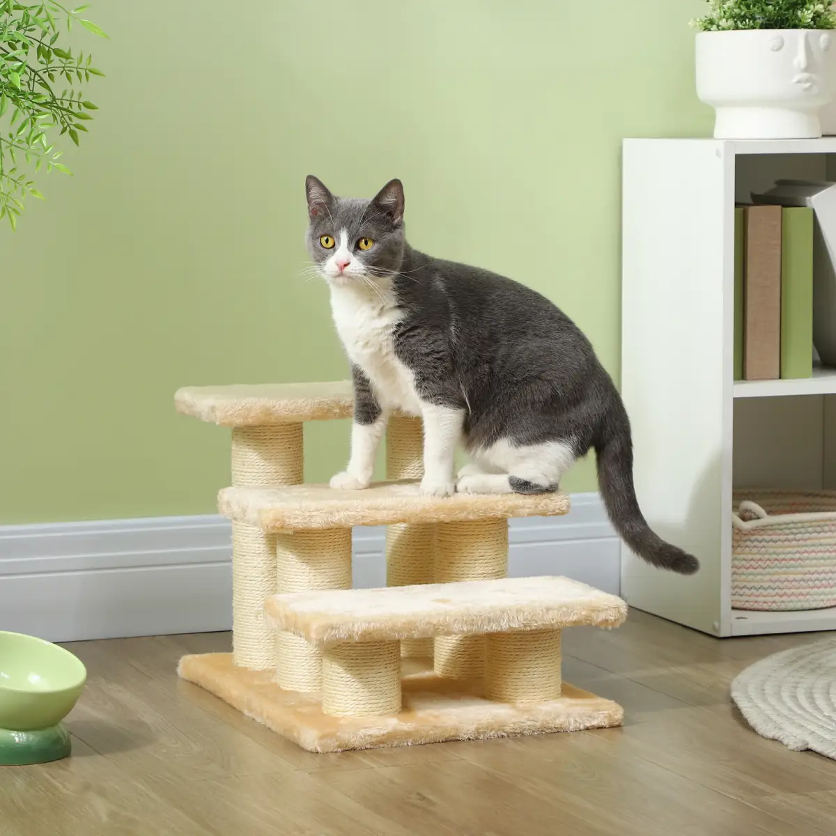 Pawhut Cat Steps Portable Pet Stairs Little Older Doggy Dog Assist Step Assistance Use - Cat Tree