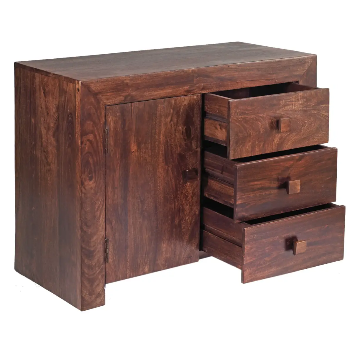 Indian Hub Toko Dark Mango 3 Drawer Sideboard - Sideboard