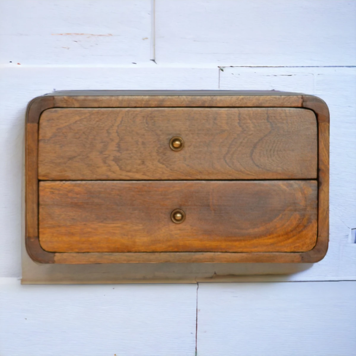 Artisan Bedside Curved Chestnut 2-Drawer WallMount by Artisan Furniture