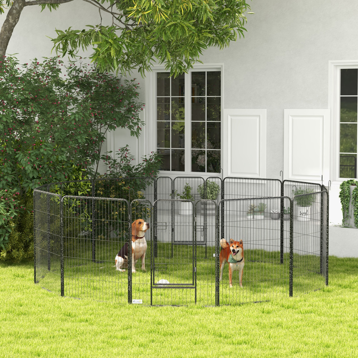 Heavy Duty Puppy Play Pen, 12 Panels Pet Exercise Pen, for Indoors, Outdoors - from PawHut