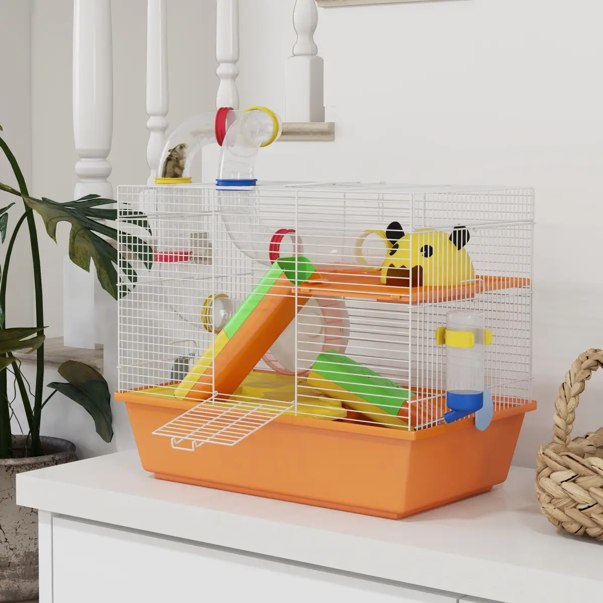 PawHut PawHut Hamster Cage, 3 Tiers Gerbil Cage for Dwarf Hamsters with Tubes, Ladder - Pet Cage