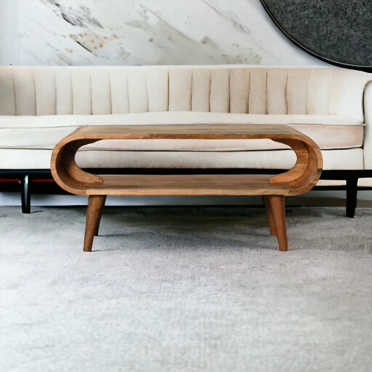 Artisan Furniture Amaya Coffee Table Medium Solid Mango Wood Nordic Style Oak Finish For Family Living Rooms by Artisan Furniture