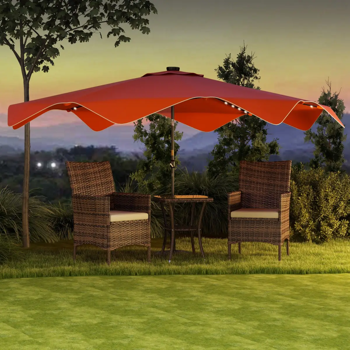 Outsunny Outsunny Garden Parasol Umbrella with LED Lights and Tilt, Table Umbrella - Parasol