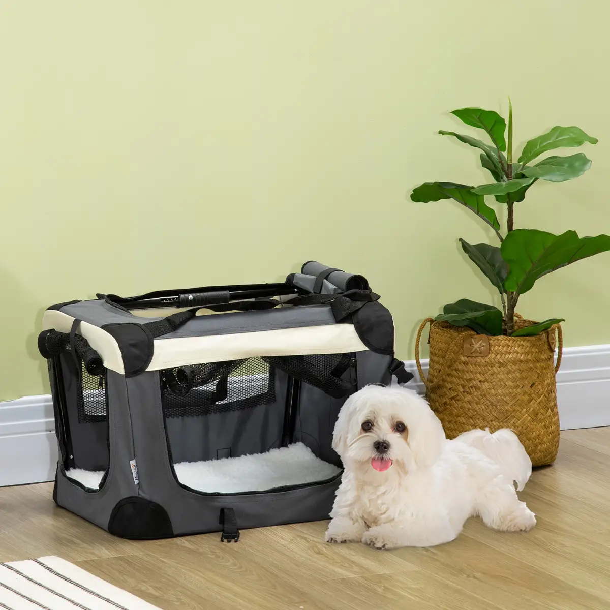 Unbranded 51cm Foldable Pet Carrier w/ Cushion for Mini Dogs and Cats - Grey Pawhut - Pet Carrier