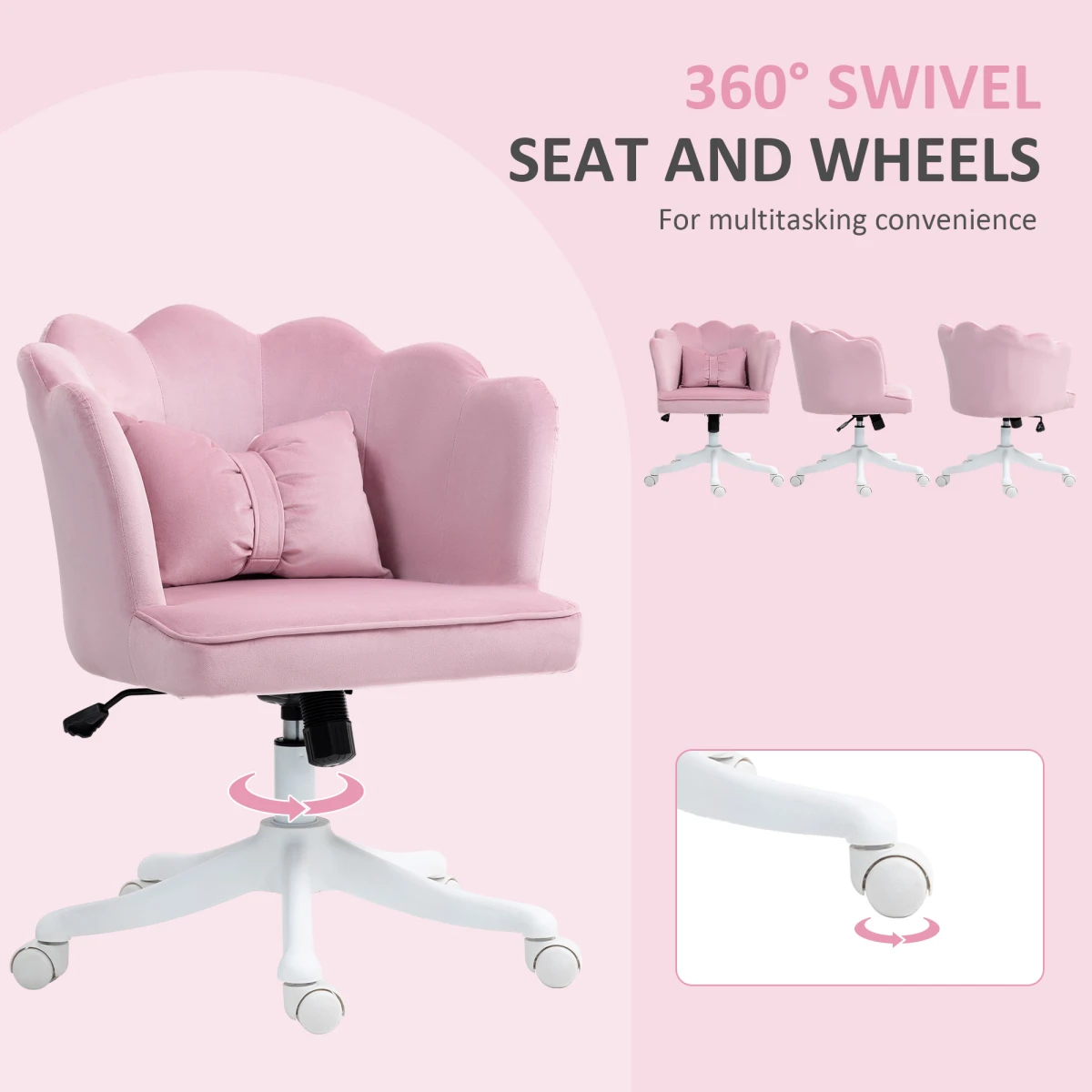 Velvet Office Chair 54cm Wide Lumbar Tilt For Home by N/A
