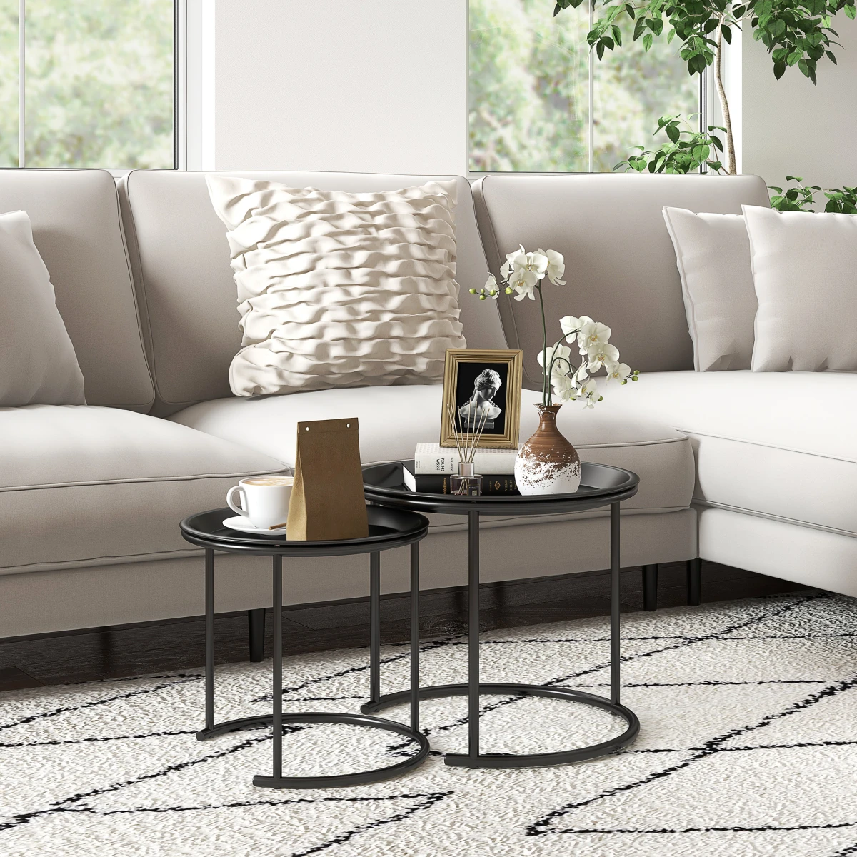 HOMCOM HOMCOM Nesting Tables Tray Removable Living Room - Nest of Tables