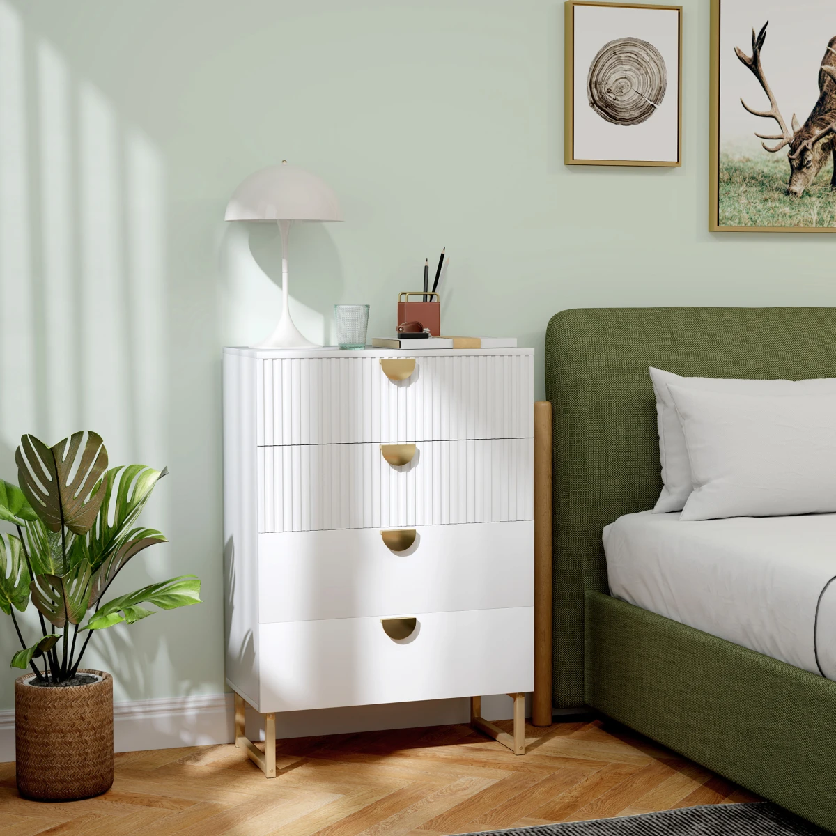 HOMCOM Chest Of Drawers 4 Drawers Anti Tip - Chest of Drawers