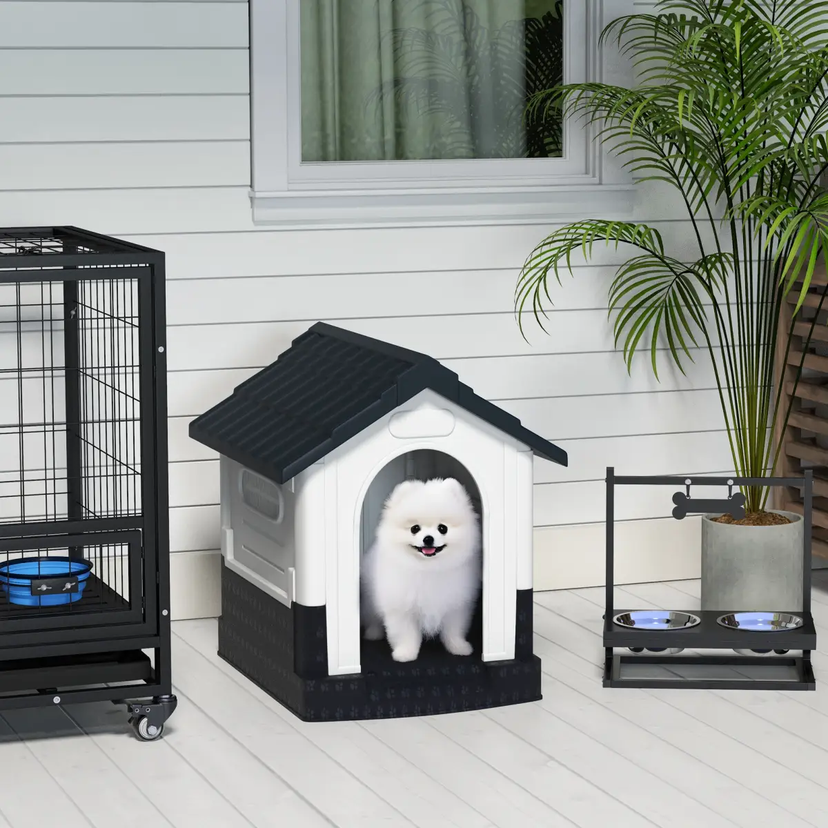 PawHut PawHut Dog Kennel for Outside, for XS Dogs, 64.5 x 57 x 66cm, Grey - Dog Kennel