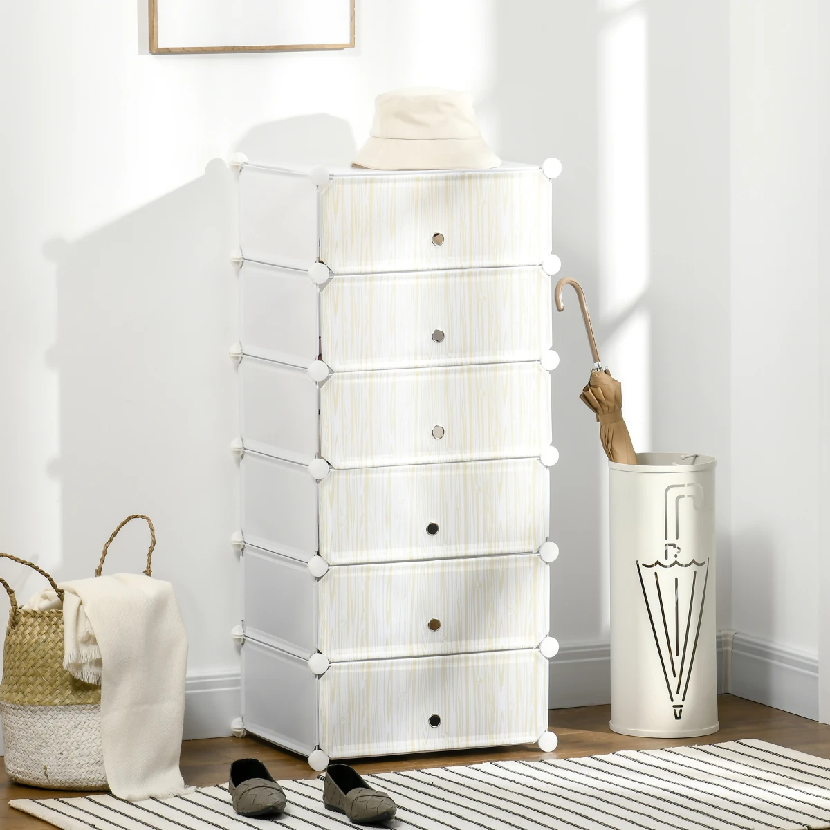 HOMCOM 6 Tier Shoe Rack Plastic Storage Cabinet Modular Shoe Tower White by HOMCOM
