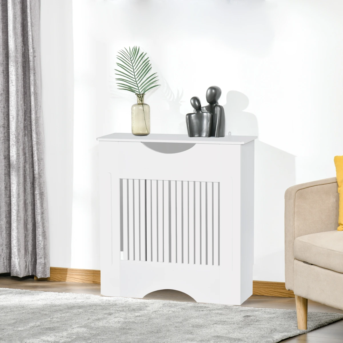 HOMCOM Radiator Cover Slatted Front White Home by HOMCOM