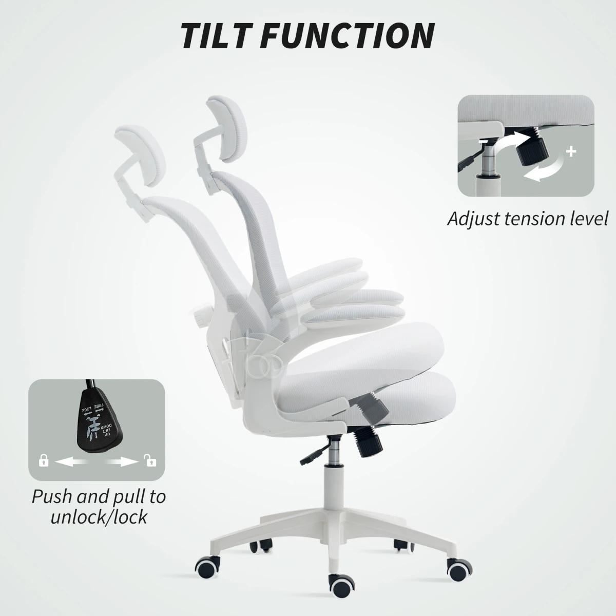 Premium Ergonomic Massage Office Chair 43 to 51cm Height Adjustable Lumbar Headrest Flip Up Armrests For Home Office by N/A