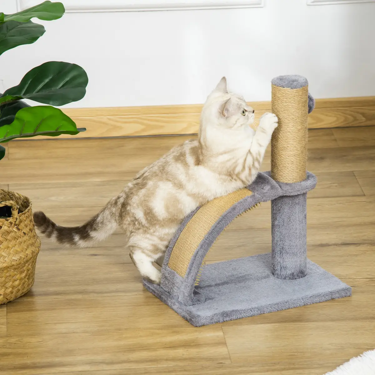 Pawhut Cat Tree Climbing Activity Center with Scratching Massage Board Hanging Ball - Cat Tree