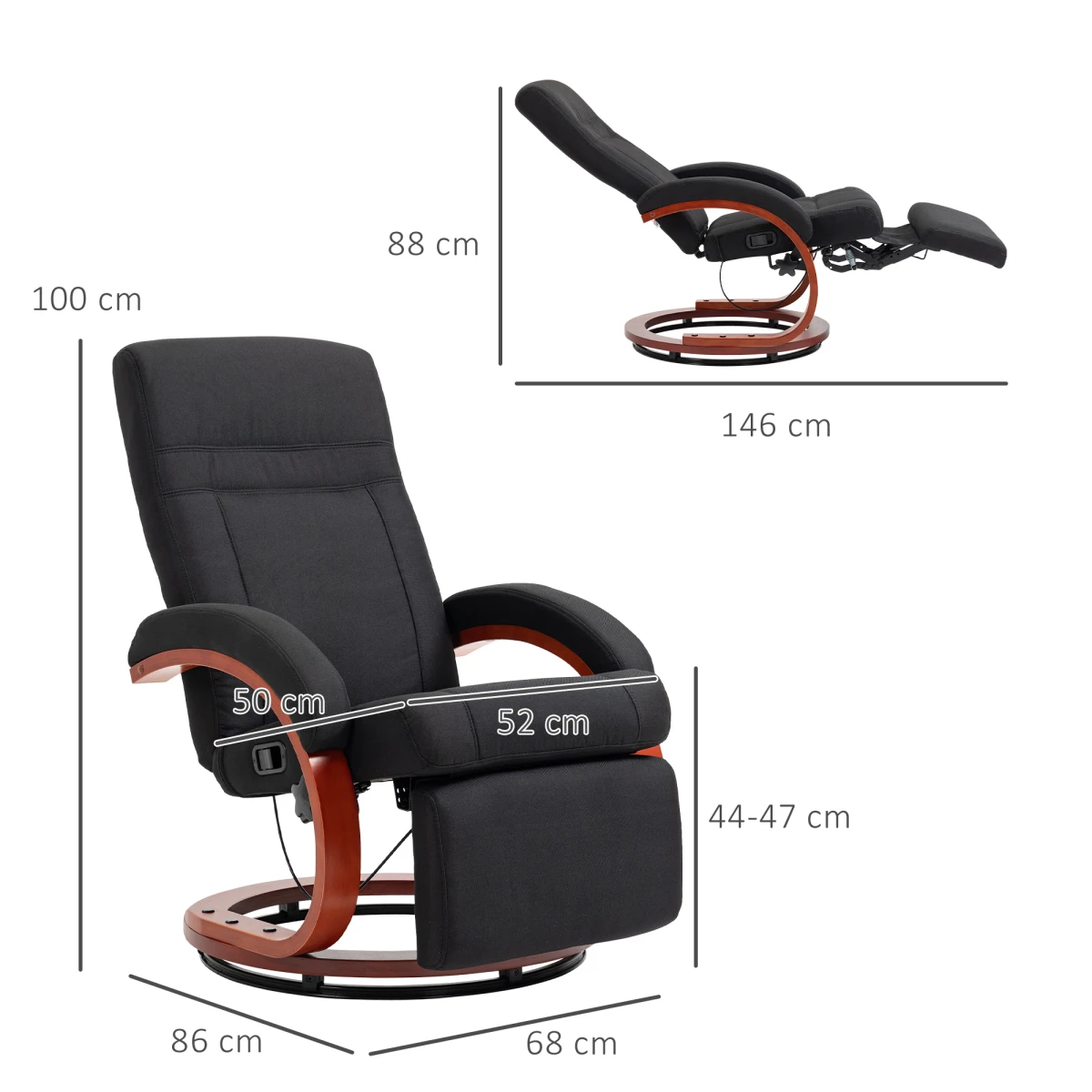 N/A Premium Recliner Chair Full Size 360 Swivel Wood Base Home - Recliner