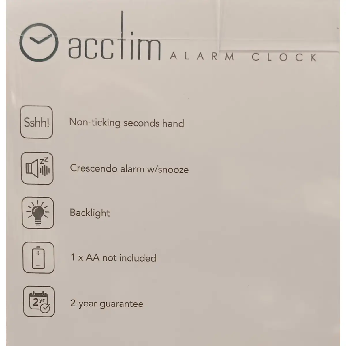 Acctim Acctim Jefferson Silent Sweep, Crescendo and Light features Bedside Alarm Clock in Silver - 16487 - Clock