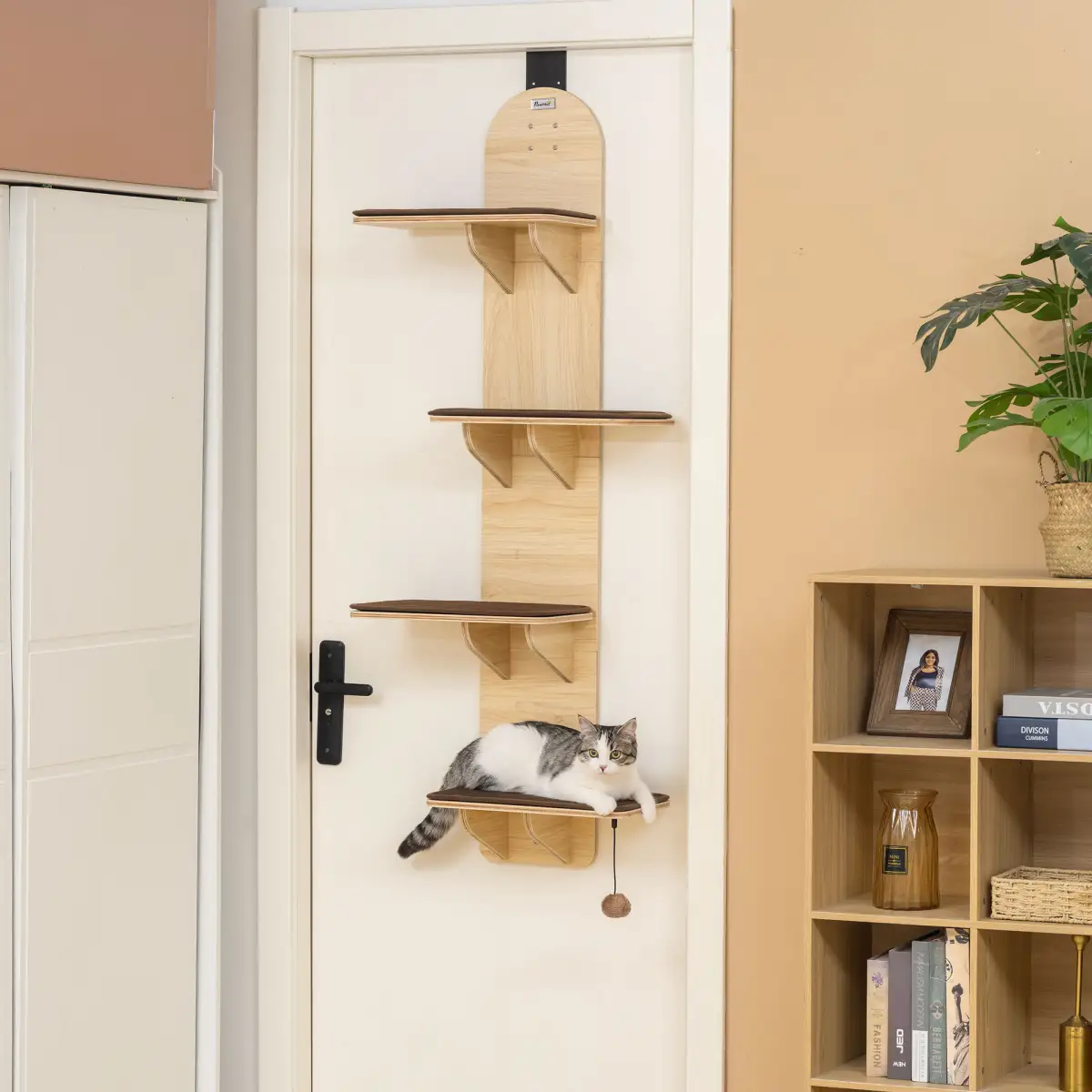 PawHut PawHut 4-Level Cat Tree Door Mounted with Washable Plush Pads, Toy Ball - Cat Tree