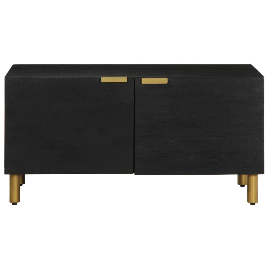 vidaXL VidaXL Coffee Table 80x50x40 cm Engineered Wood Black With Storage Doors Living Room - Coffee Table