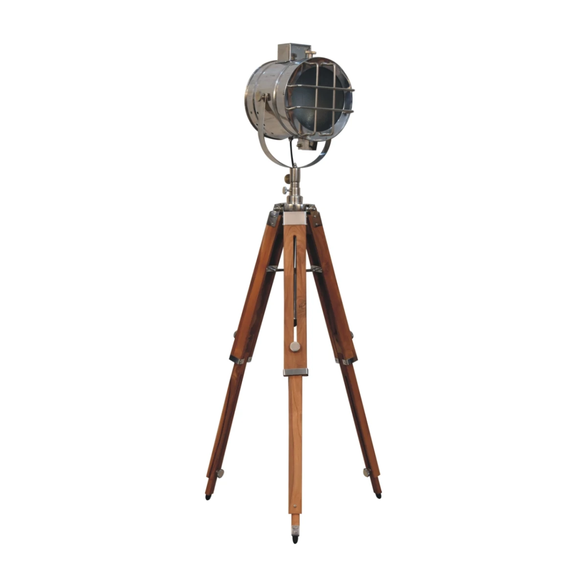 Artisan Furniture Artisan Caged Chrome Spotlight Floor Lamp with Tripod Legs for Stylish Home Decor - Lamp
