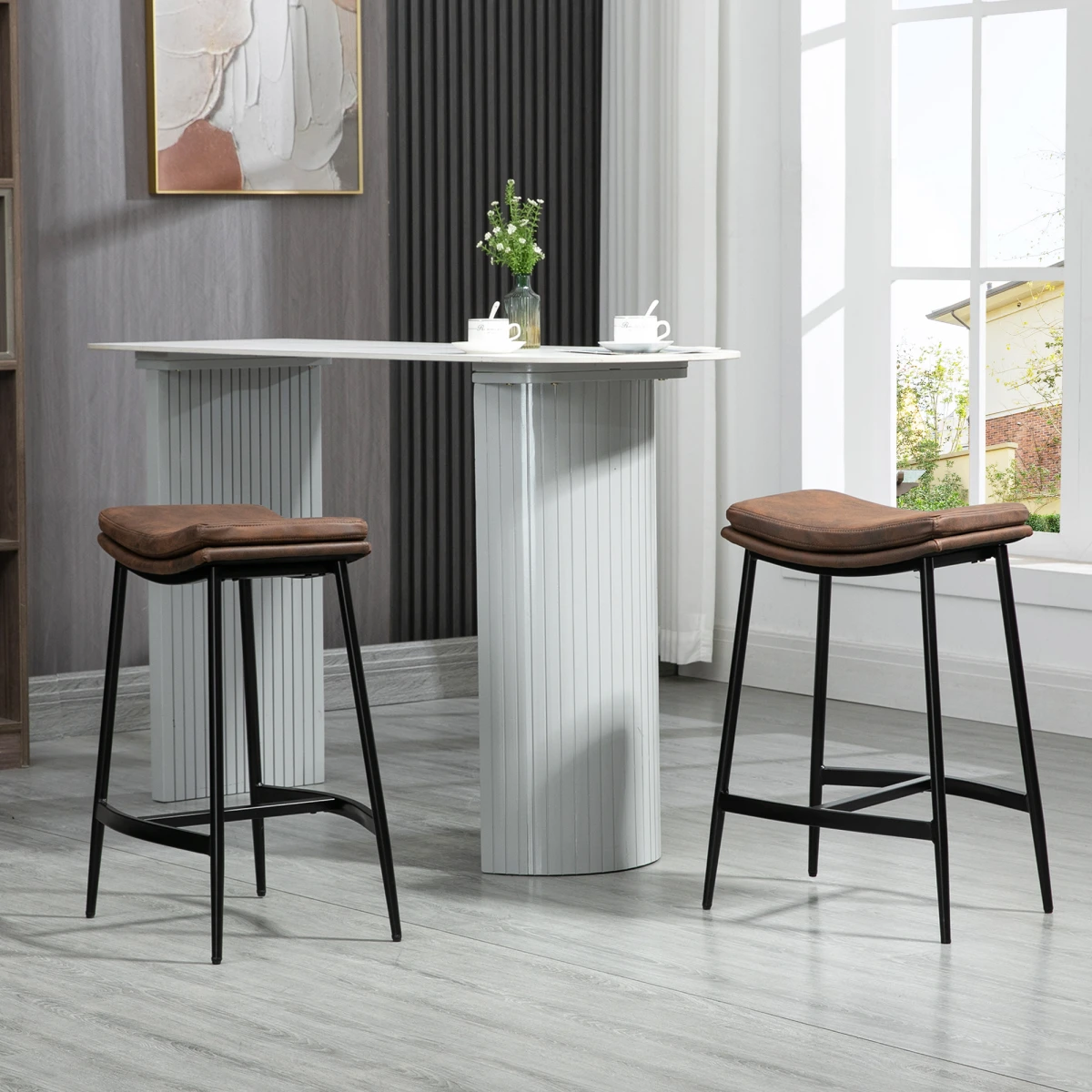 HOMCOM HOMCOM Bar Stools 89-99cm Curved Kitchen - Bar Stool