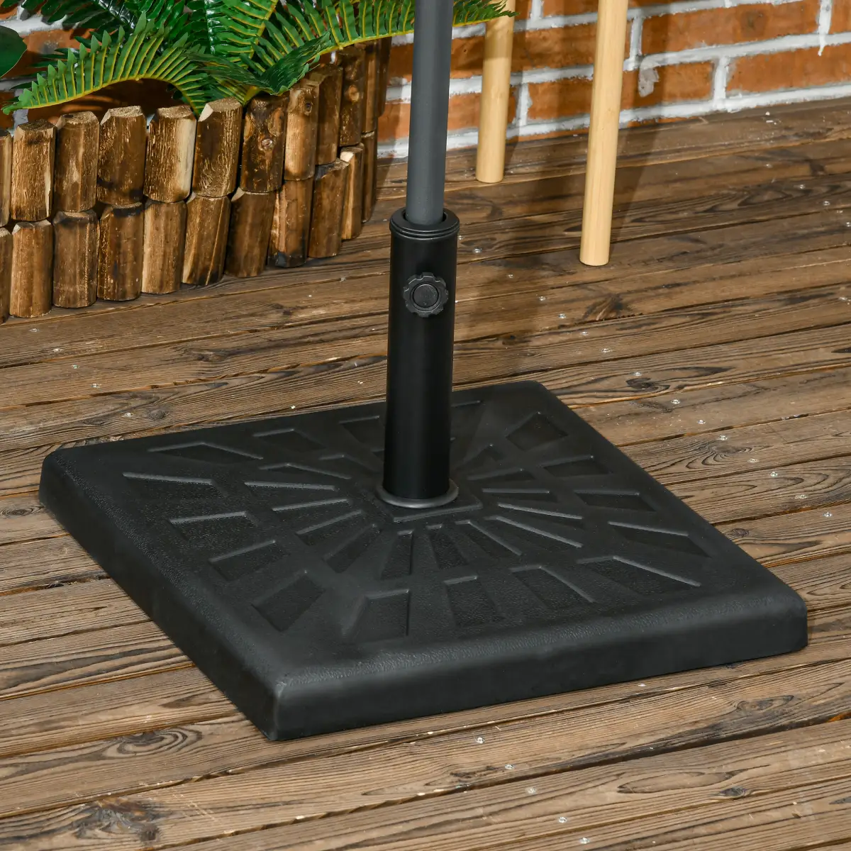 Outsunny Outsunny 19kg Square Resin Garden Parasol Base for Poles of 32mm, 38mm, 48mm - Parasol