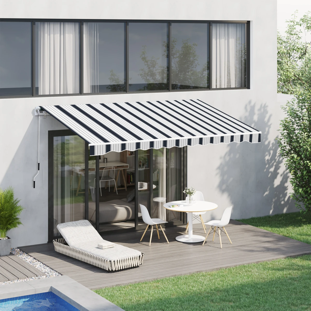 Outsunny Manual Retractable Awning 4x3m With Chain Drive And Crank For Patio Shade by Outsunny