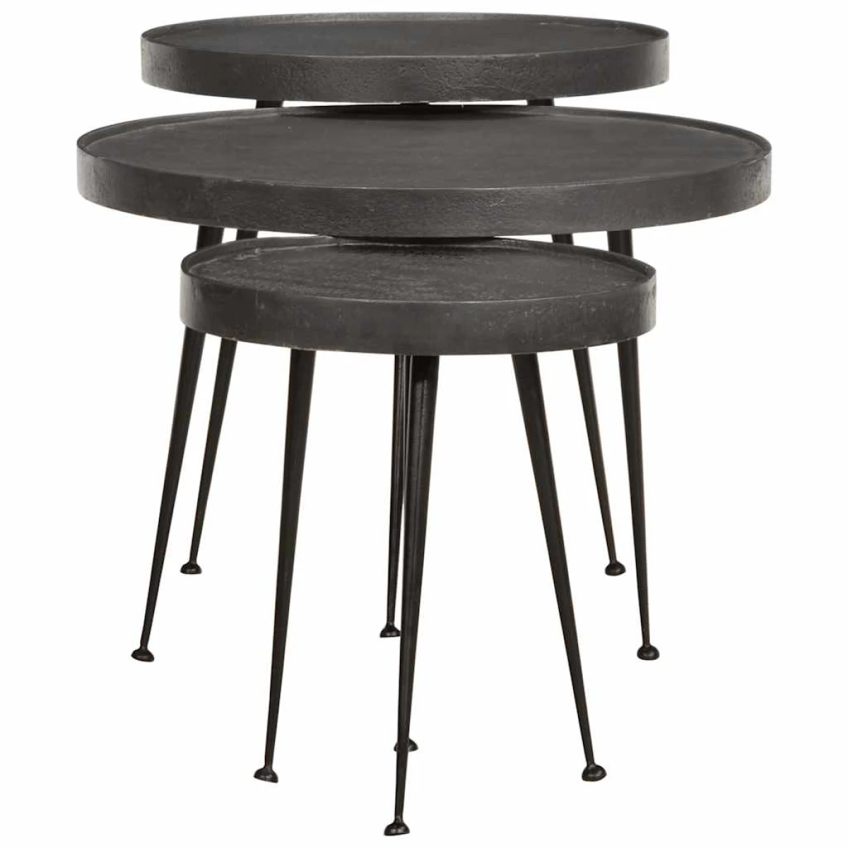 VidaXL Coffee Table Set Of 3 Black Engineered Wood Nestable Design For Living Room by vidaXL