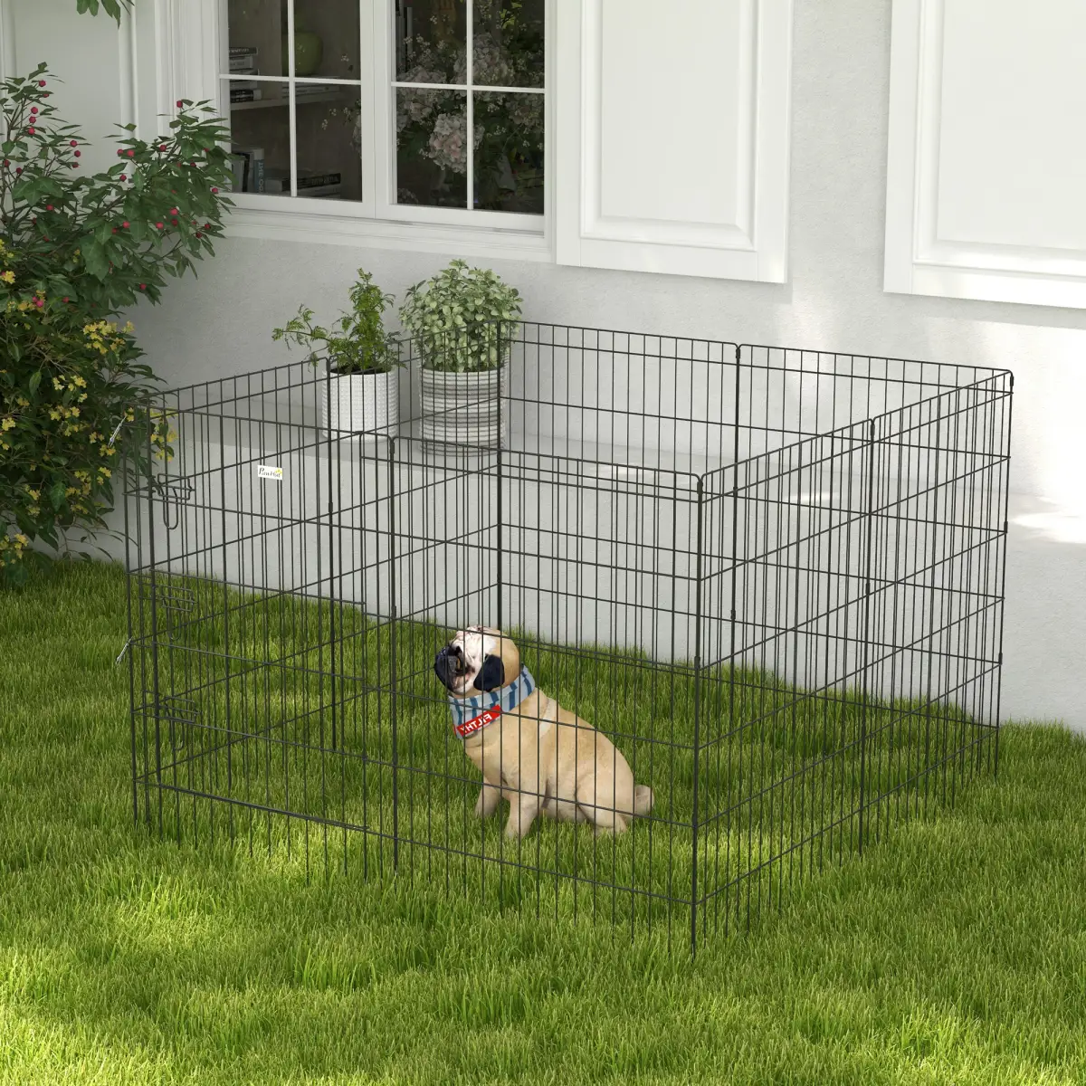 PawHut PawHut 8-Panel DIY Dog Pen with Door for Indoor/Outdoor Use, 91cm High - Pet Playpen