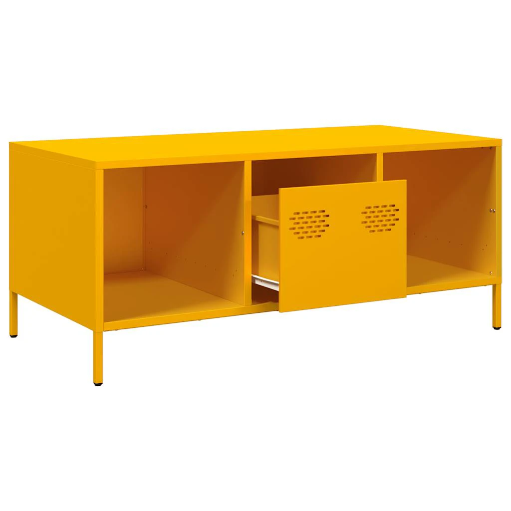 vidaXL Coffee Table 101.5x50x43.5 cm Cold-Rolled Steel Mustard Yellow Industrial Living Room by vidaXL