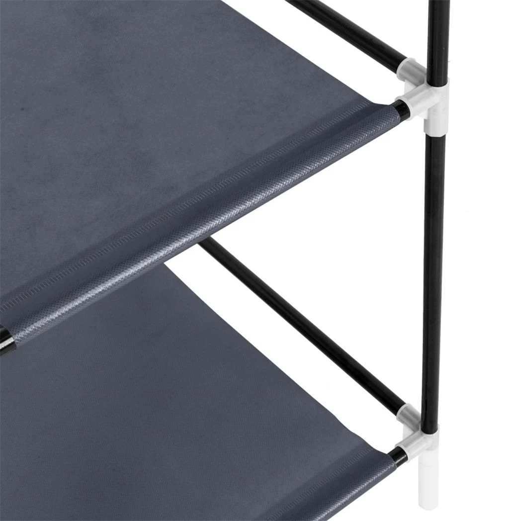 N/A 69" Portable Clothes Closet Non-Woven Fabric Wardrobe Double Rod Storage Organizer Gray -