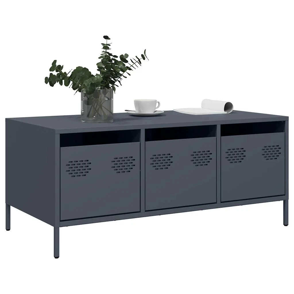 vidaXL Coffee Table 101.5x50x43.5 cm Cold Rolled Steel Industrial Living Room Decor by vidaXL
