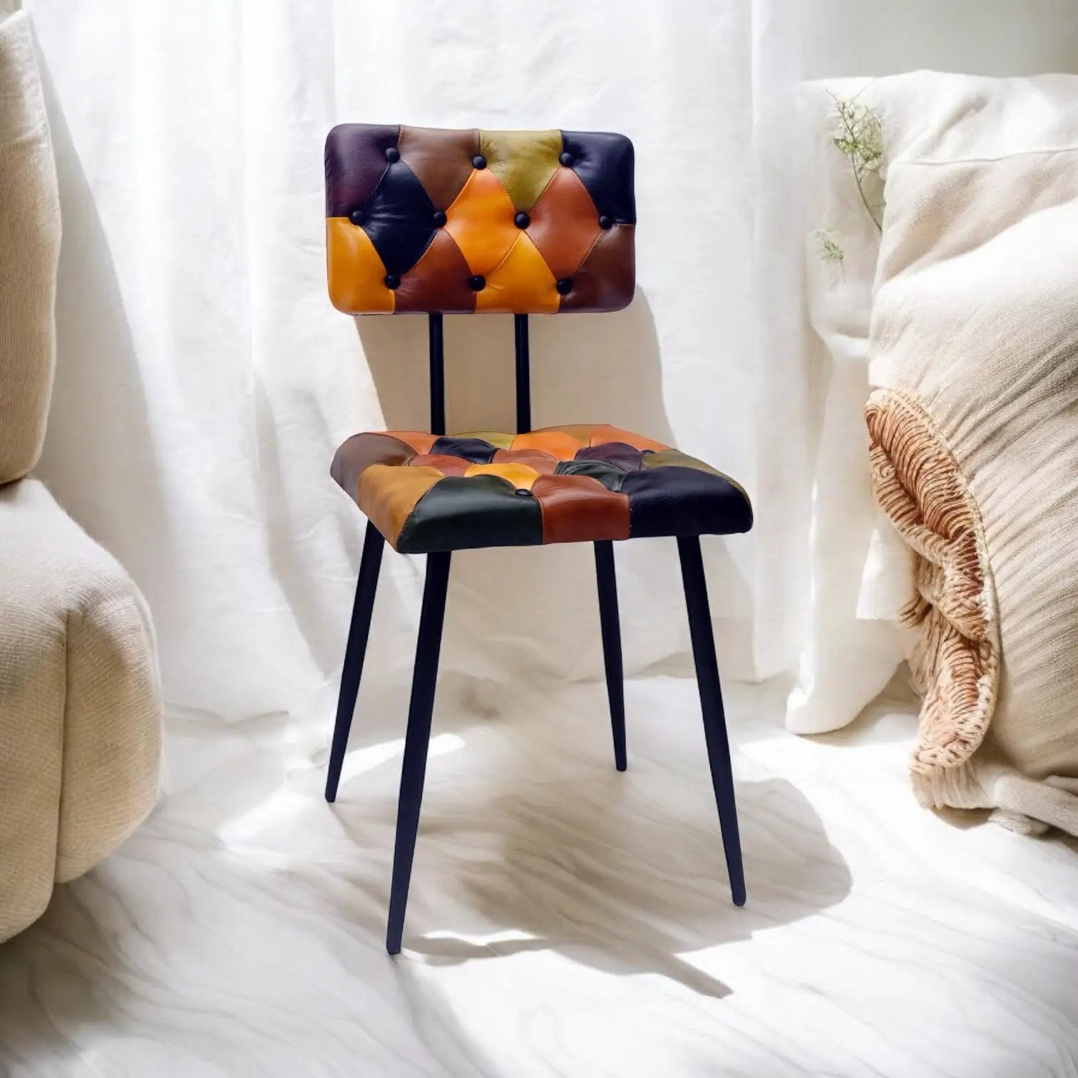 MSL 85CM LEATHER CHAIR Harlequin diamond pattern - Dining Chairs