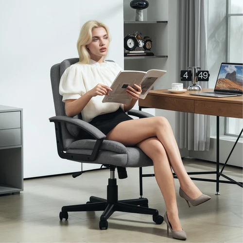 HOMCOM Swivel Executive Office Chair Mid Back Chair w/ Arm, Grey by HOMCOM