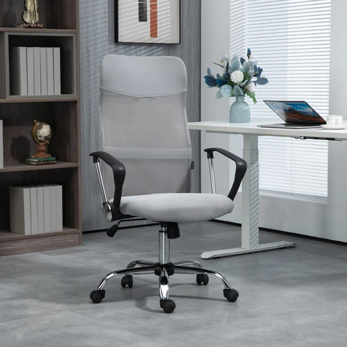 HOMCOM Executive Office Chair High Back Mesh Back Seat Desk Chairs, Light Grey by HOMCOM