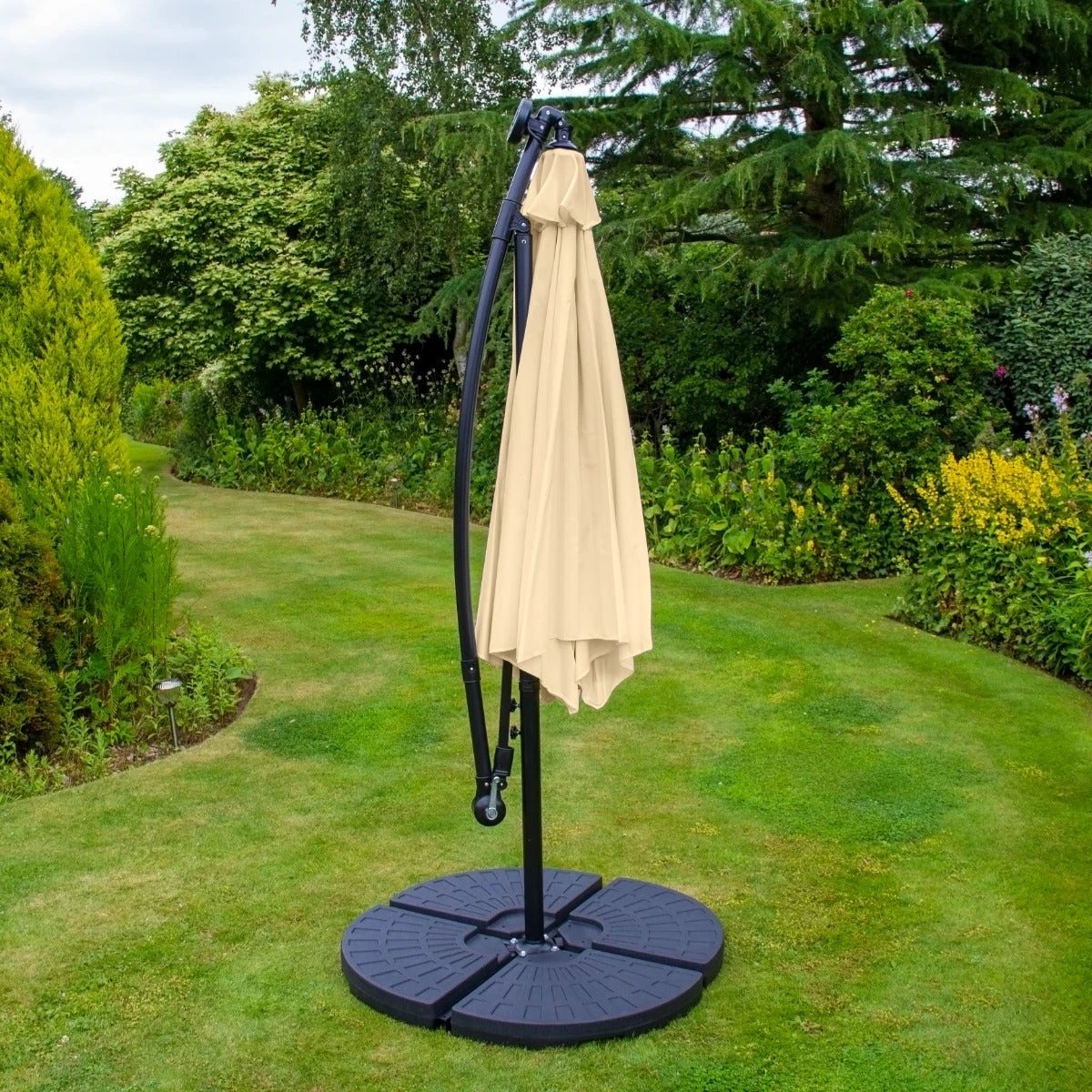 Monster Shop Premium LED Cantilever Parasol 3m with Base Patio - Uncategorized Parasol