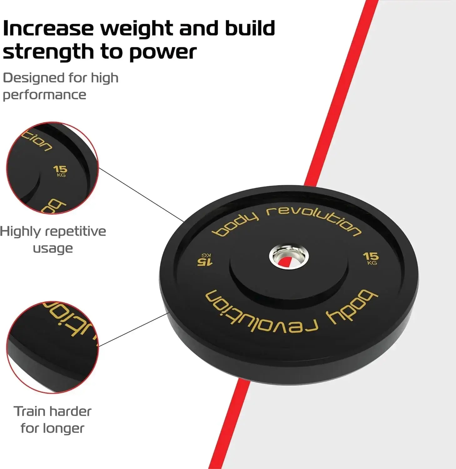 Monster Shop Body Revolution 2 x 15kg Black Olympic Bumper Plates -