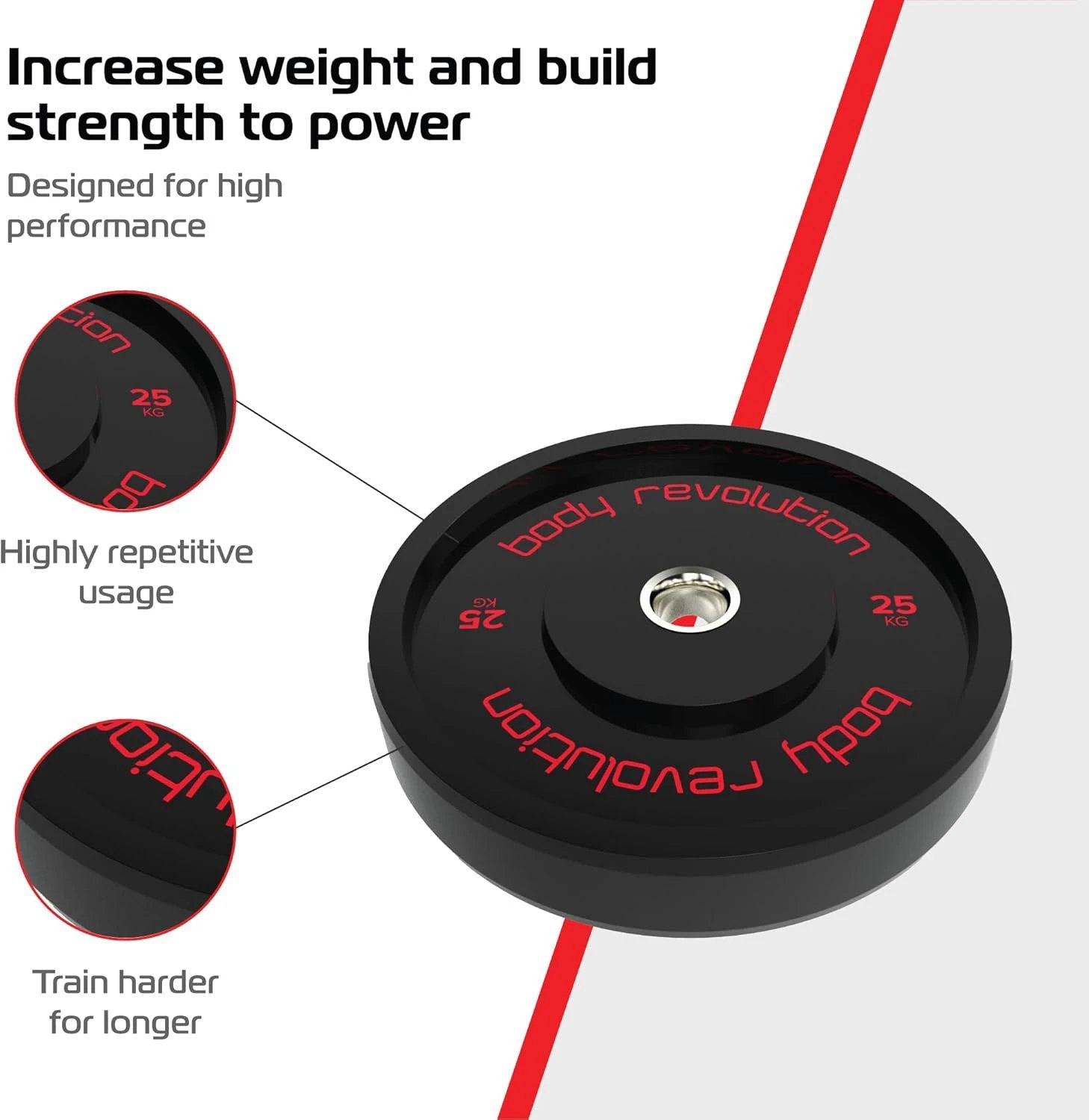 Body Revolution 2 x 25kg Black Olympic Bumper Plates by Monster Shop