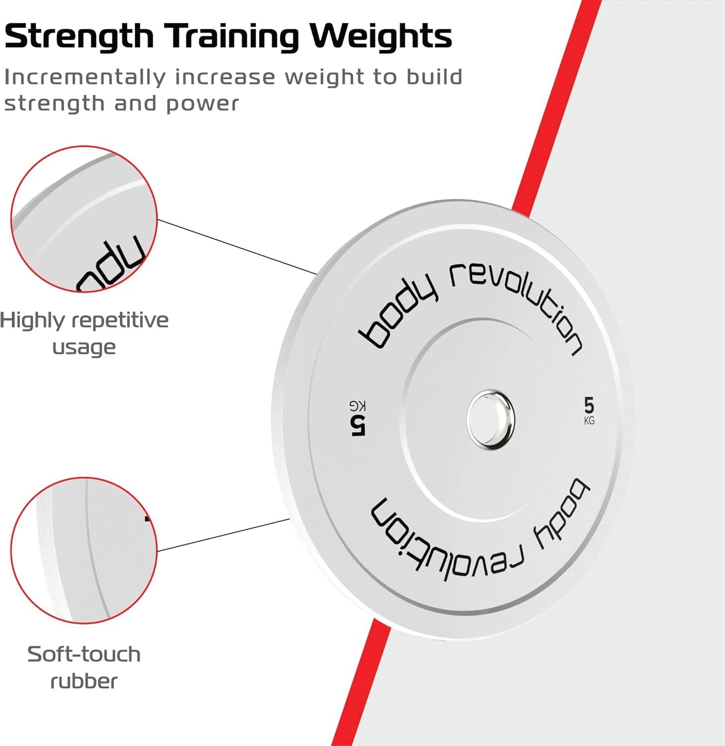 Monster Shop Body Revolution 2 x 5Kg White Olympic Bumper Plates -