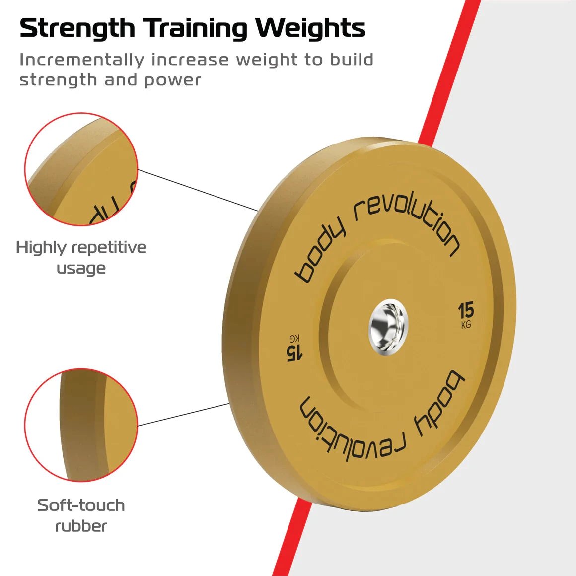 Body Revolution 2 x 15Kg Yellow Olympic Bumper Plates by Monster Shop