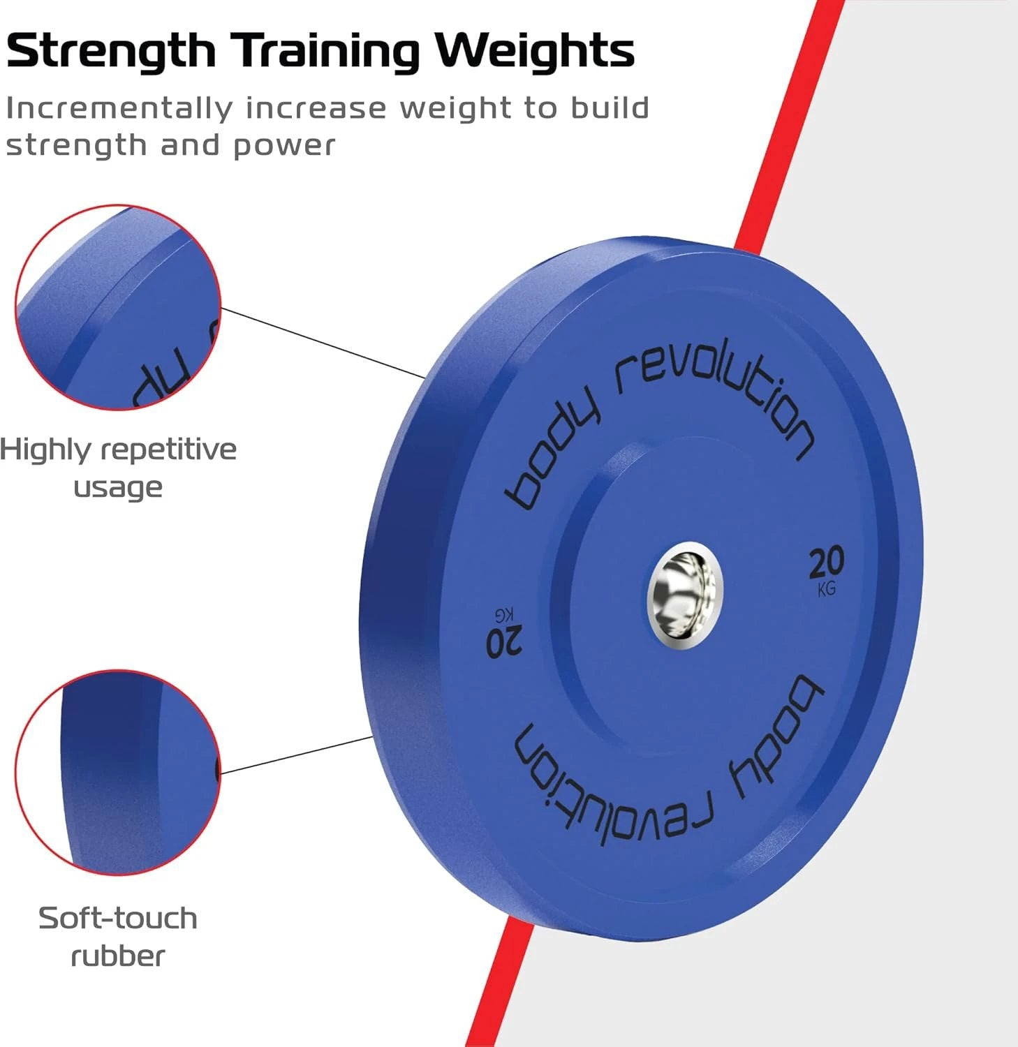 Body Revolution 2 x 20Kg Blue Olympic Bumper Plates by Monster Shop