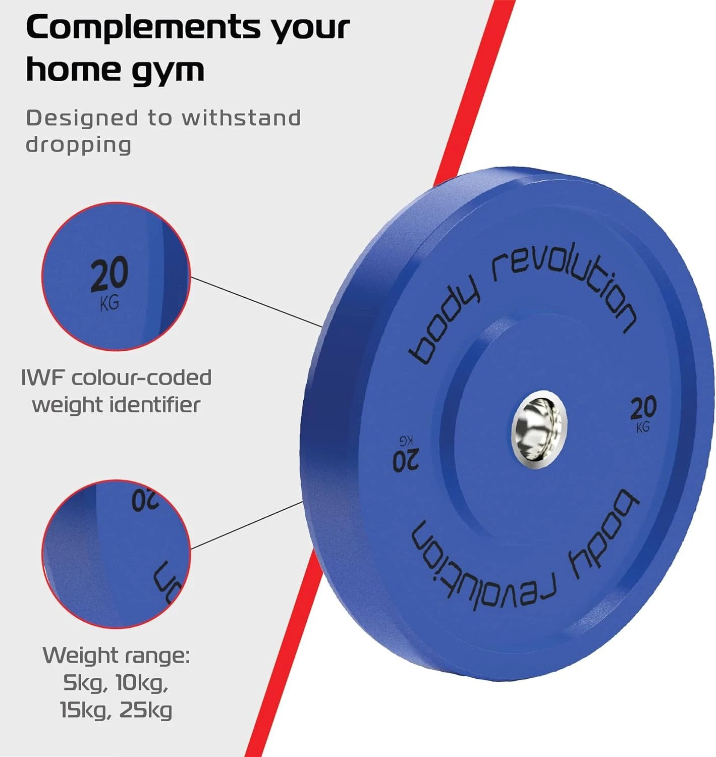 Body Revolution 2 x 20Kg Blue Olympic Bumper Plates by Monster Shop