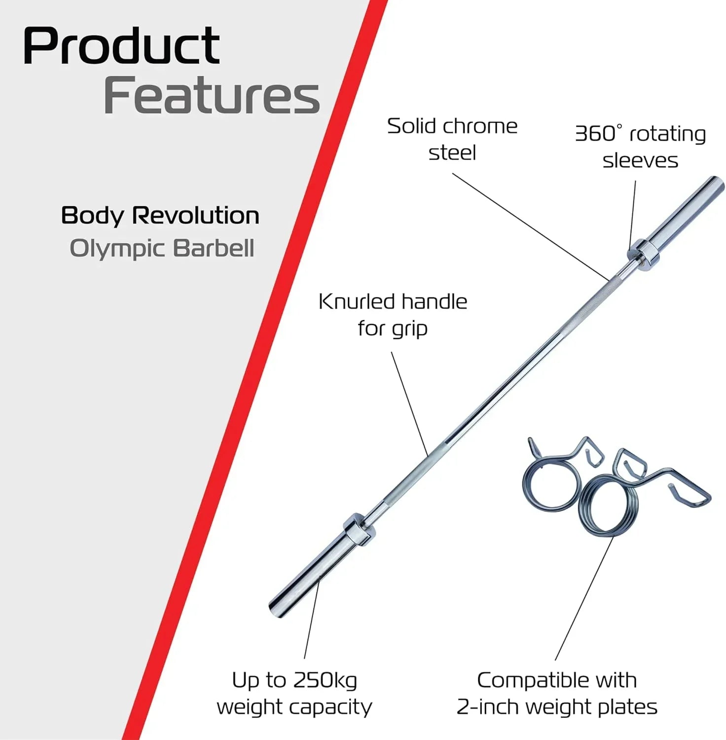 Monster Shop 7ft Body Revolution Olympic Barbell Bar -